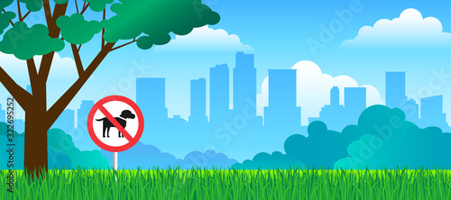 no dog sign in city public park vector illustration