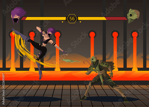 warriors ninja and lizard man from fighting videogame