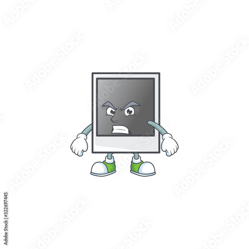 cartoon character of empty polaroid photo frame with angry face
