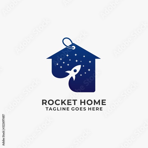 Vector Logo Illustration Rocket Home Negative Space