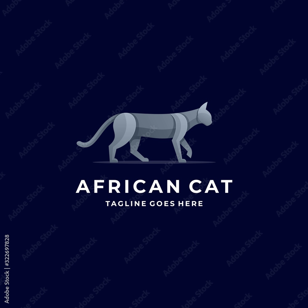 Vector Logo Illustration African Cat Gradient Colorful