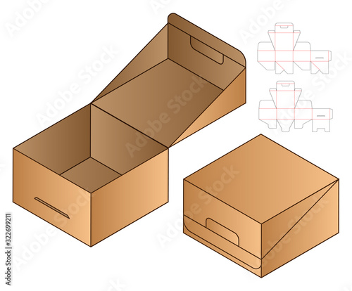 Box packaging die cut template design. 3d mock-up