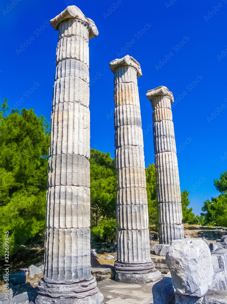 columns and ruins of an ancient Roman temple on the mountain in Turkey columns and ruins of an ancient Roman temple on the mountain in Turkey
