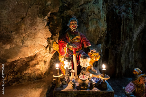 Marble mountains cave : Buddhist pagoda in Huyen Khong cave on Marble Mountain at Da Nang city, Vietnam. Da Nang is biggest city of Middle Vietnam.