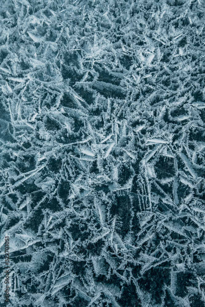 Russia. Baikal. Olkhon. cracked ice into small pieces formed an interesting pattern Russia. Baikal. Olkhon. cracked ice into small pieces formed an interesting pattern