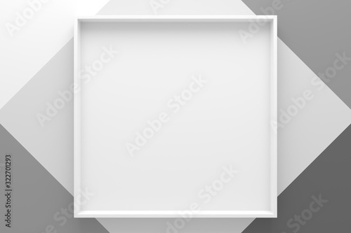 Abstract background of rectangle shape tray. 3D rendering.