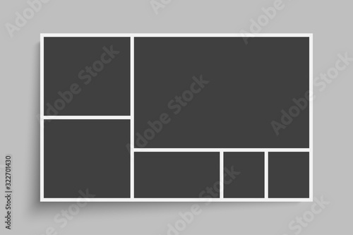 Vector empty collage board six images, photos
