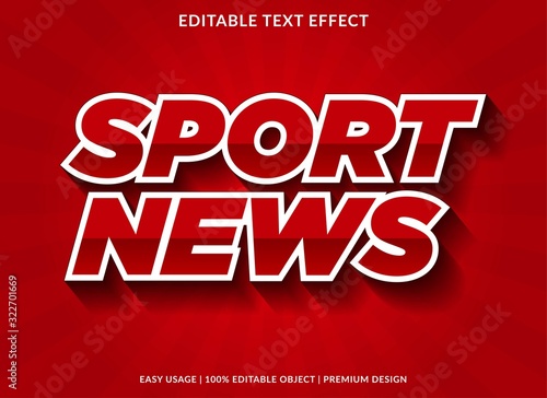 sport news text effect template with bold type style and 3d text concept use for brand label and logotype 