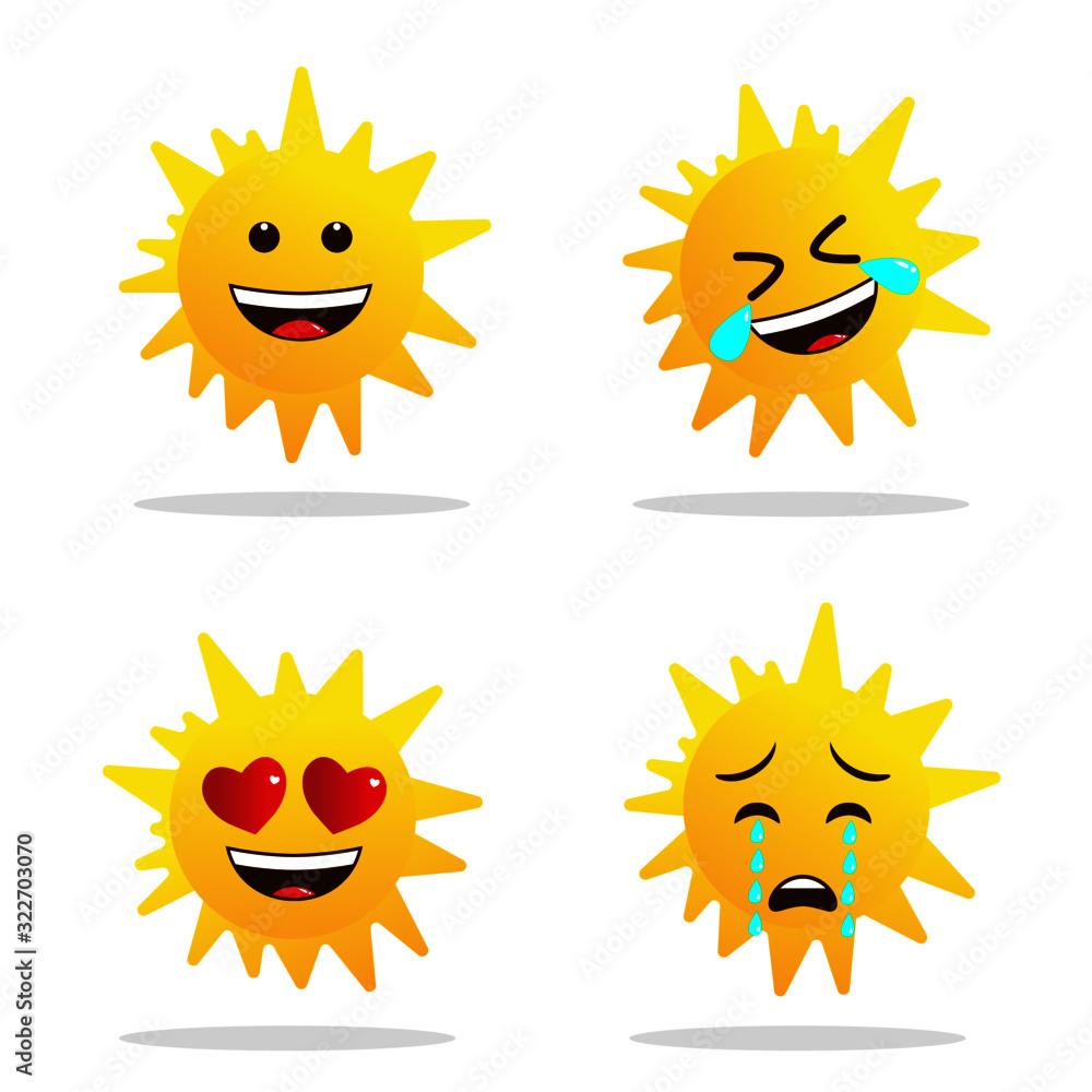sun emoji. Cute vector character set isolated on white sun emoji. Cute vector character set isolated on white
