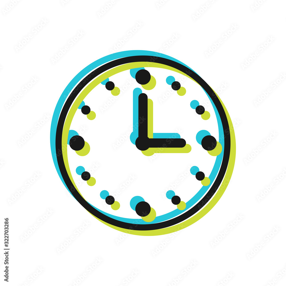Clock, flat icon isolated on a white background. Waiting, time. Clock, flat icon isolated on a white background. Waiting, time.