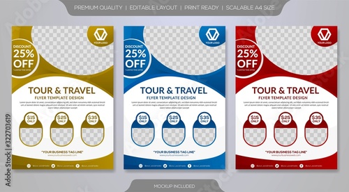 set of travel flyer template with abstract background style and modern layout use for promotion ads and travelling poster	