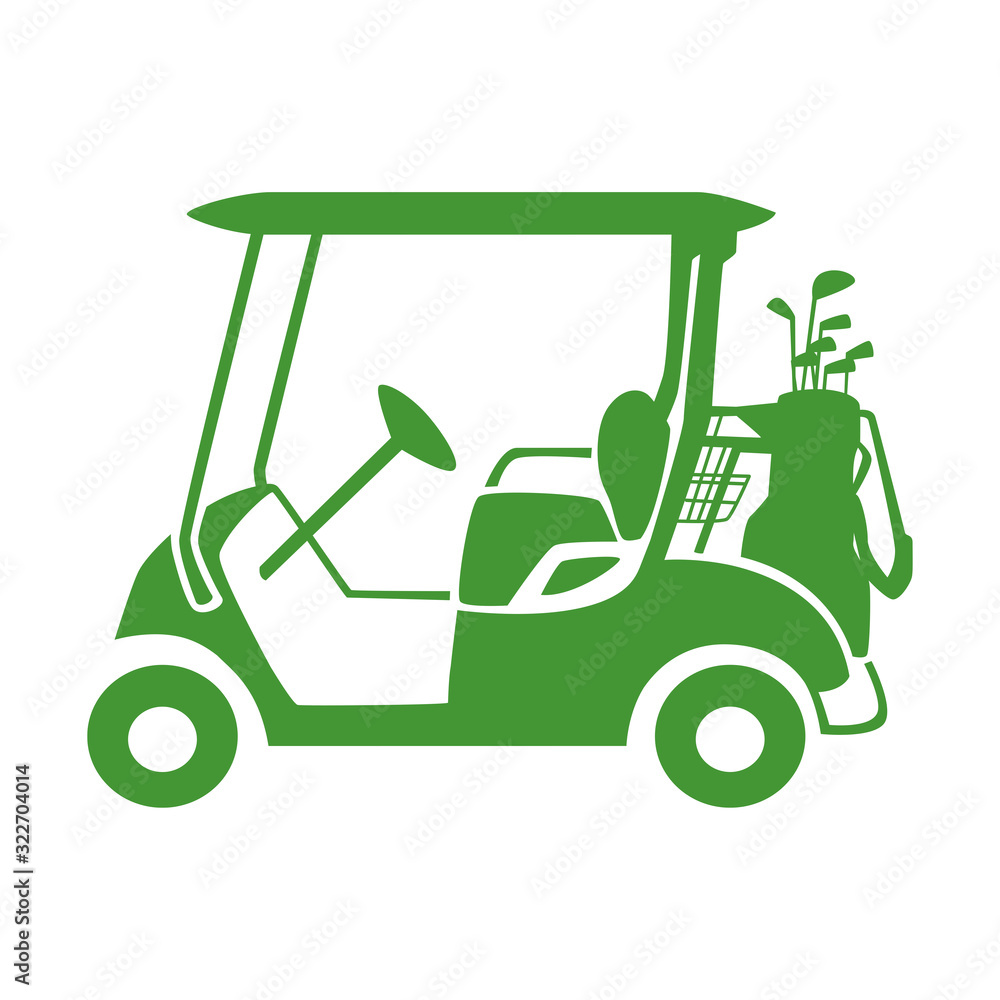 ゴルフコースを移動する時に使う、ゴルフカートのシルエットイラスト。