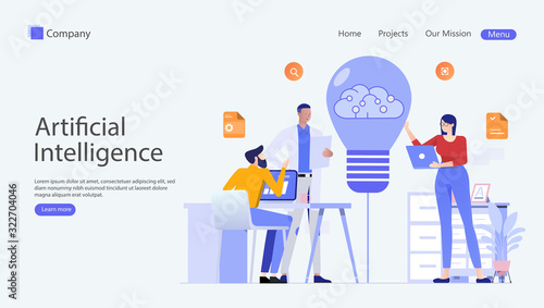 Artificial Intelligence Vector Illustration Concept , Suitable for web landing page, ui, mobile app, editorial design, flyer, banner, and other related occasion