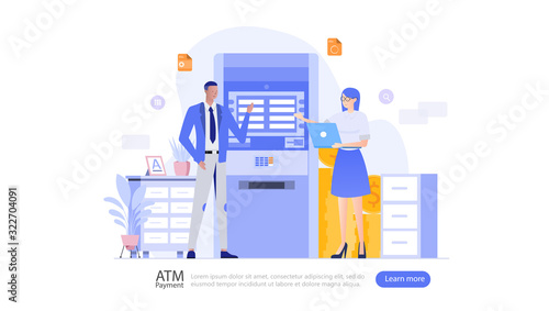 ATM Machine Vector Illustration Concept , Suitable for web landing page, ui, mobile app, editorial design, flyer, banner, and other related occasion © dealitastudio