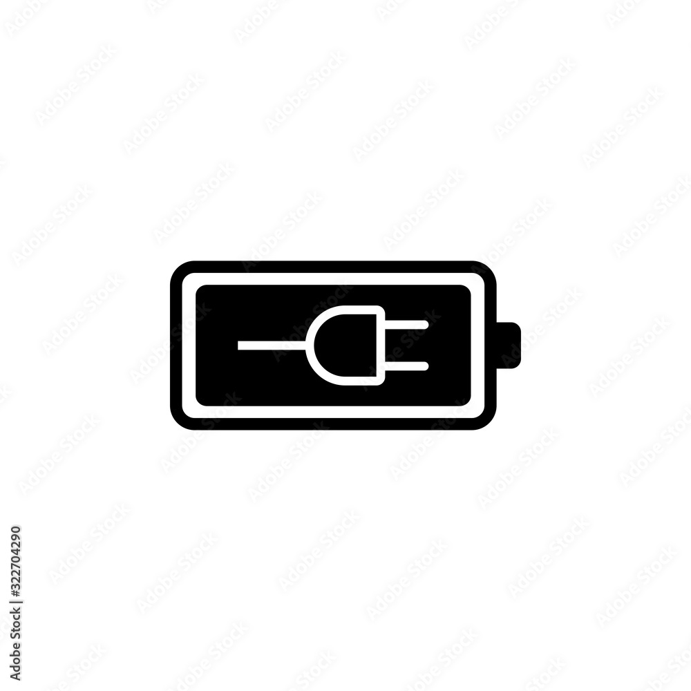 Battery charge, electric plug icon Battery charge, electric plug icon