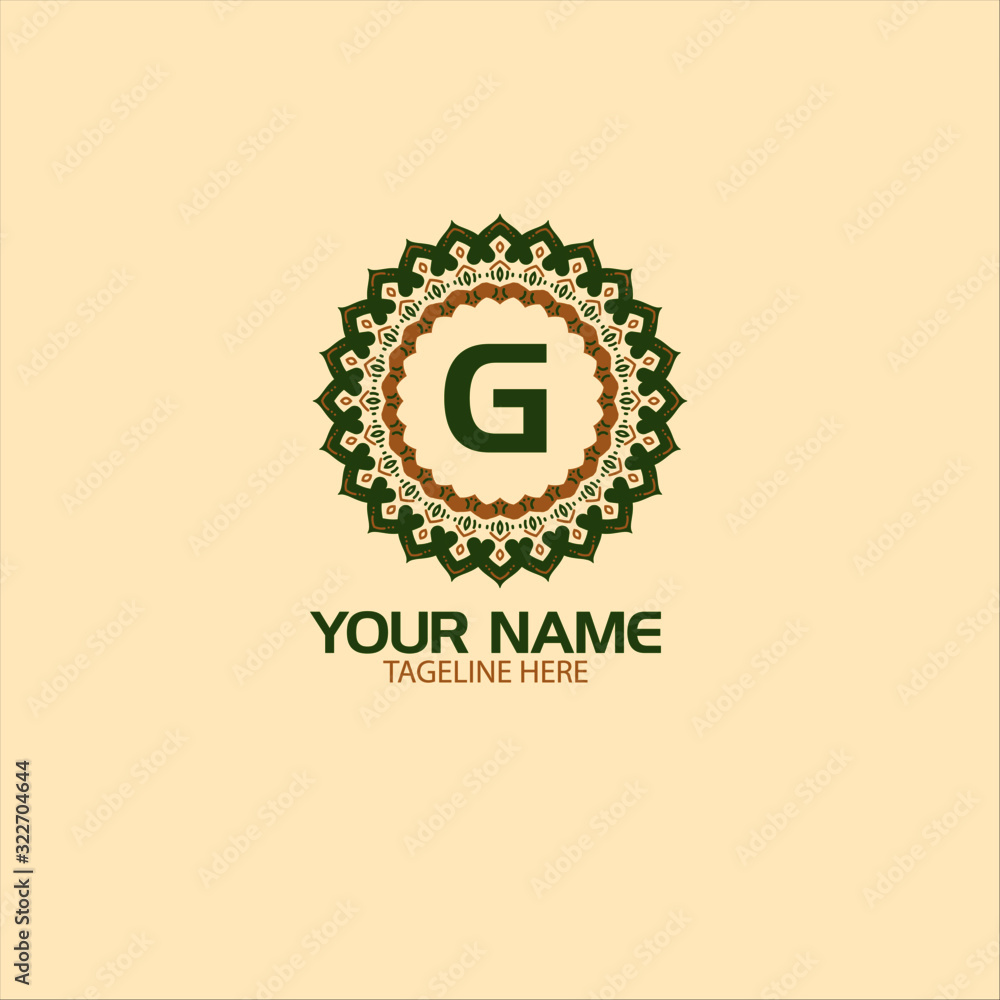 Initial G Letter Logo Design with round ornament. Retro. Vector