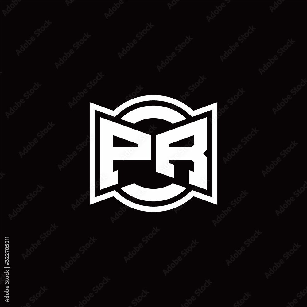 PR logo monogram with ribbon style circle rounded design template PR logo monogram with ribbon style circle rounded design template