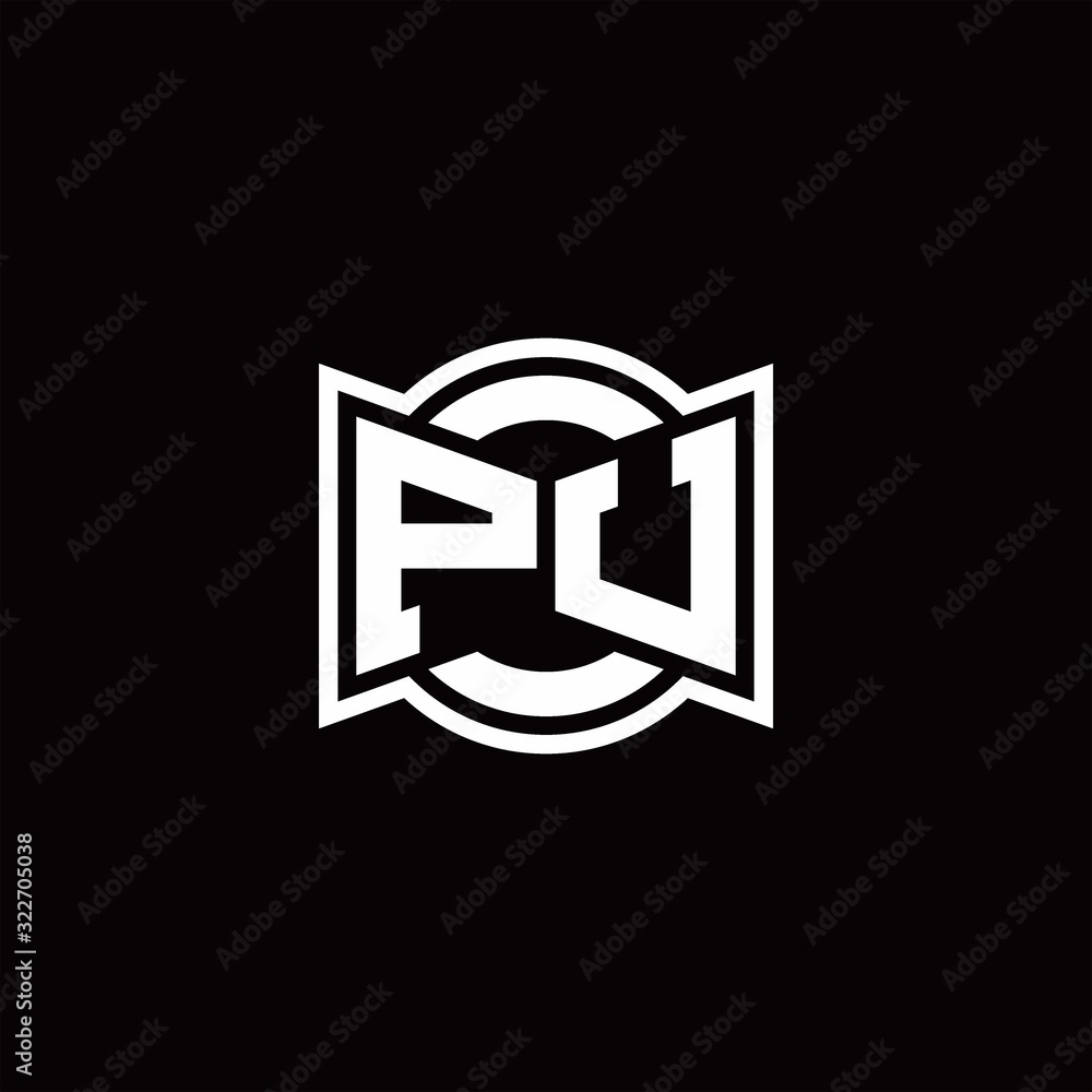 PU logo monogram with ribbon style circle rounded design template PU logo monogram with ribbon style circle rounded design template