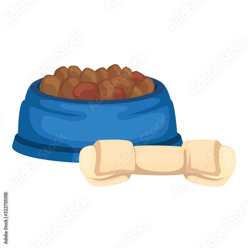 dish food for dog and bone isolated icon vector illustration design