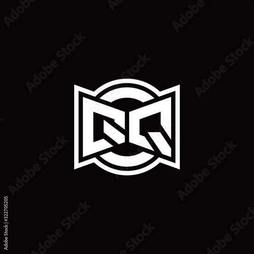 QQ logo monogram with ribbon style circle rounded design template