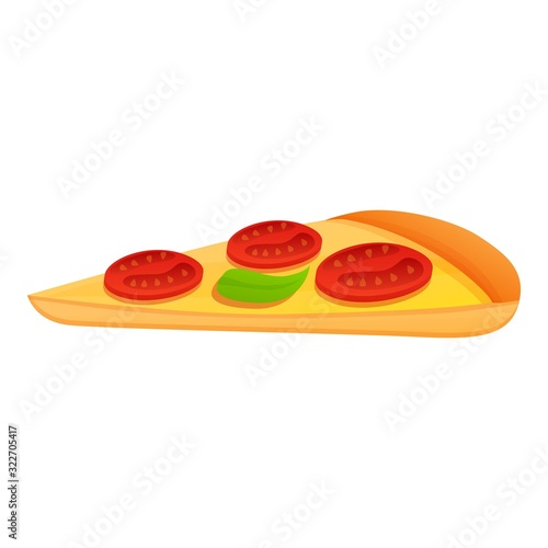 Vegan pizza slice icon. Cartoon of vegan pizza slice vector icon for web design isolated on white background