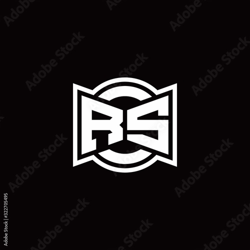 RS logo monogram with ribbon style circle rounded design template