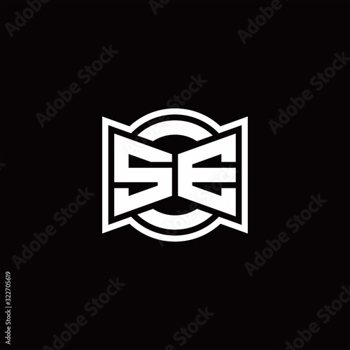 SE logo monogram with ribbon style circle rounded design template