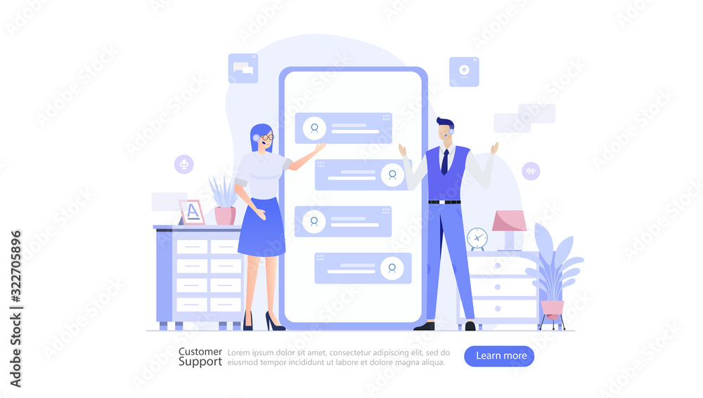Customer Support Vector Illustration Concept , Suitable for web landing page, ui, mobile app, editorial design, flyer, banner, and other related occasion Customer Support Vector Illustration Concept , Suitable for web landing page, ui, mobile app, editorial design, flyer, banner, and other related occasion