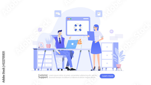 Customer Support Vector Illustration Concept , Suitable for web landing page, ui, mobile app, editorial design, flyer, banner, and other related occasion © dealitastudio
