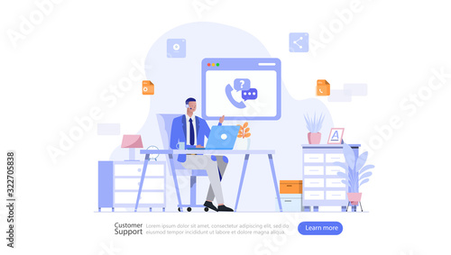 Customer Support Vector Illustration Concept , Suitable for web landing page, ui, mobile app, editorial design, flyer, banner, and other related occasion