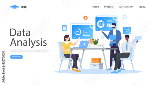 Data Analysis Vector Illustration Concept, Suitable for web landing page, ui, mobile app, editorial design, flyer, banner, and other related occasion © dealitastudio