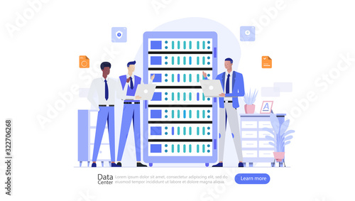 Data Center Vector Illustration Concept , Suitable for web landing page, ui, mobile app, editorial design, flyer, banner, and other related occasion