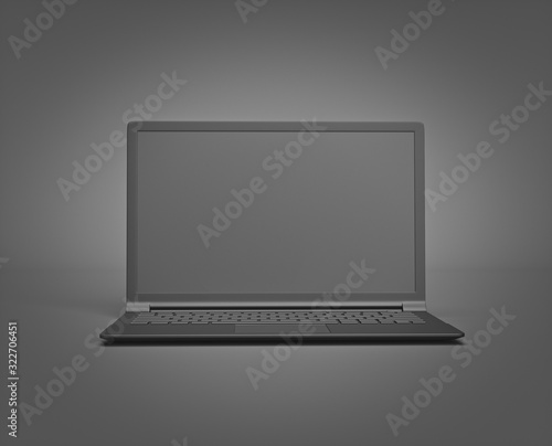 laptop on dark background. minimal style. technology concept. 3d rendering