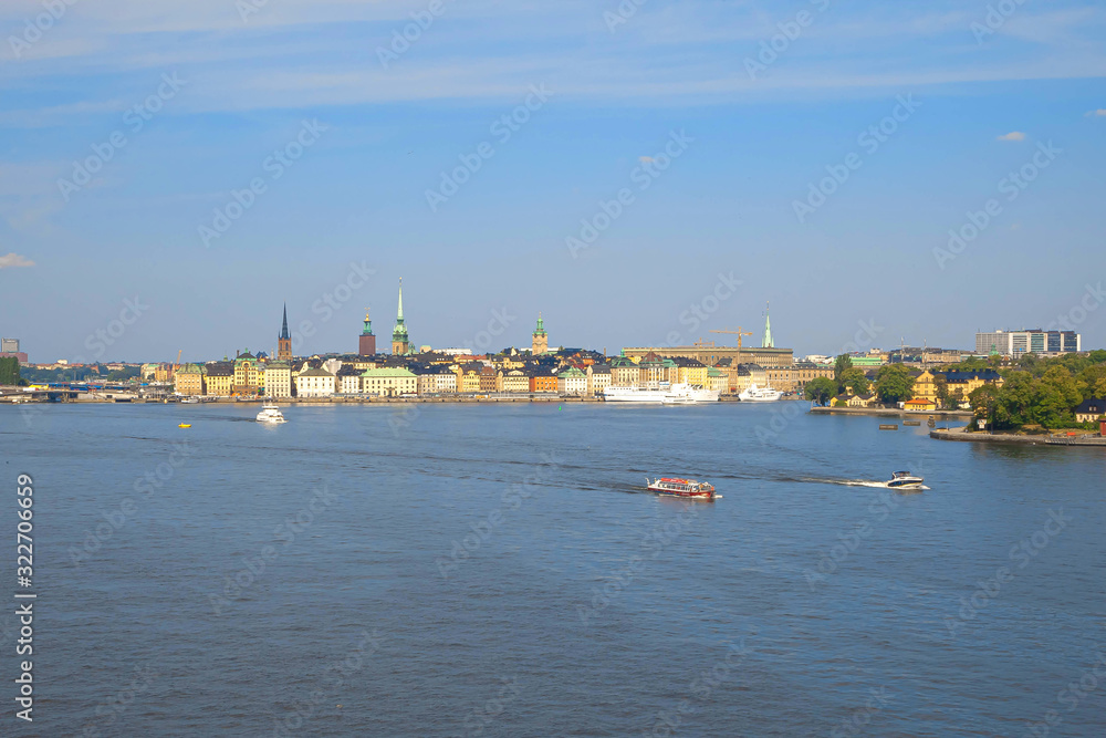Naklejka premium Stockholm skyline panorama. Summer sunny day