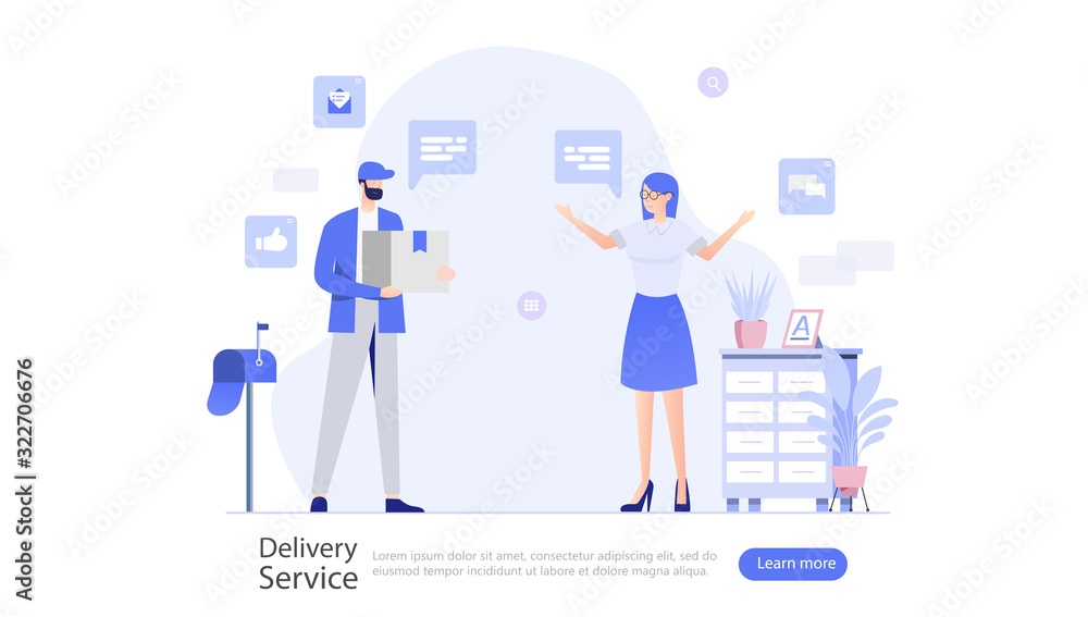 Delivery Service Vector Illustration Concept , Suitable for web landing page, ui, mobile app, editorial design, flyer, banner, and other related occasion