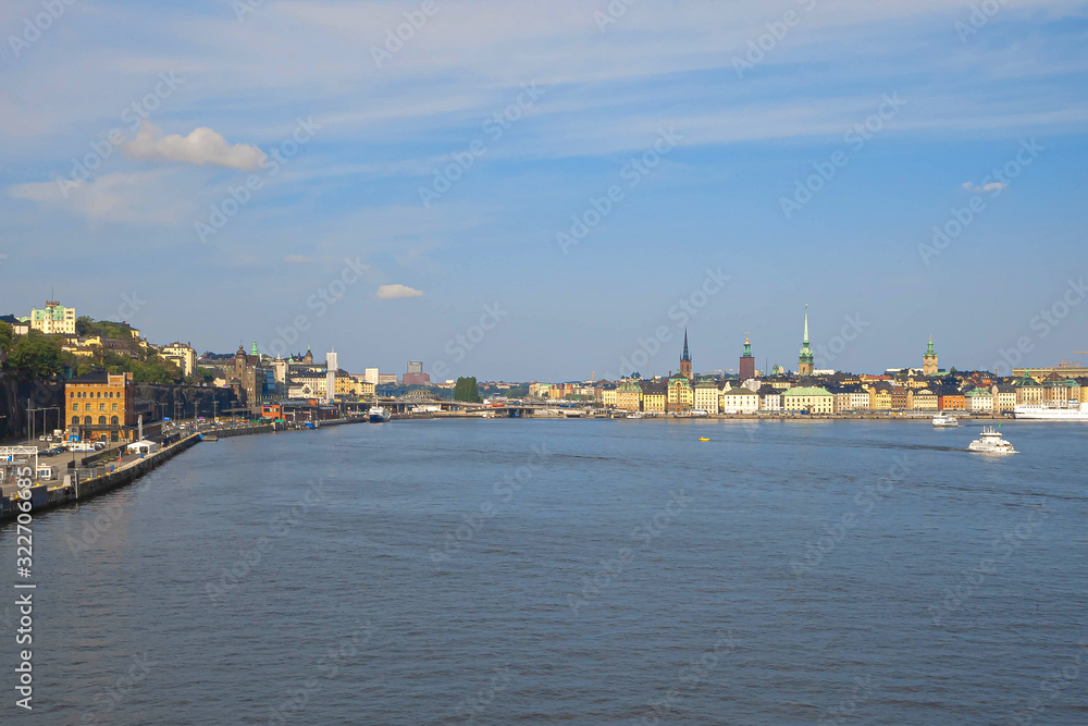 Stockholm skyline panorama. Summer sunny day