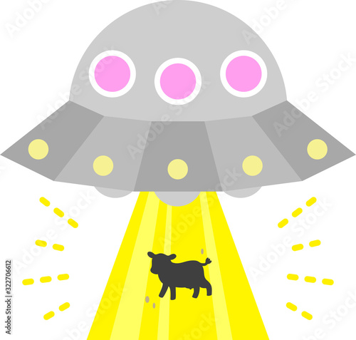 牛を誘拐するUFO
