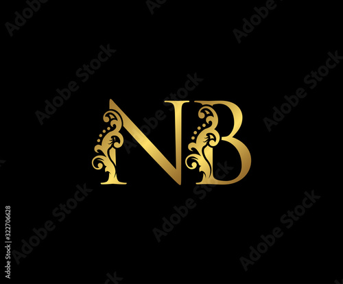 Initial letter N and B, NB, Gold Logo Icon, classy gold letter monogram logo icon suitable for boutique,restaurant, wedding service, hotel or business identity.