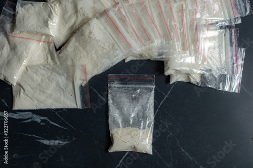 drug trade: many packaged doses of cannabis cocaine and heroin