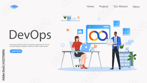 Developers at Work Vector Illustration Concept , Suitable for web landing page, ui, mobile app, editorial design, flyer, banner, and other related occasion