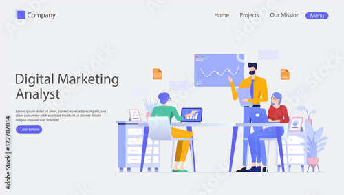 Digital Marketing Analyst Vector Illustration Concept , Suitable for web landing page, ui, mobile app, editorial design, flyer, banner, and other related occasion