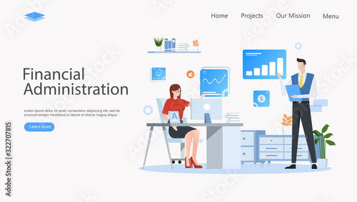 Financial Administration Vector Illustration Concept , Suitable for web landing page, ui, mobile app, editorial design, flyer, banner, and other related occasion