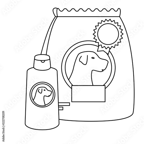 bag of food for dog with care product vector illustration design