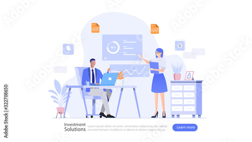 Investment Solutions Vector Illustration Concept , Suitable for web landing page, ui, mobile app, editorial design, flyer, banner, and other related occasion © dealitastudio