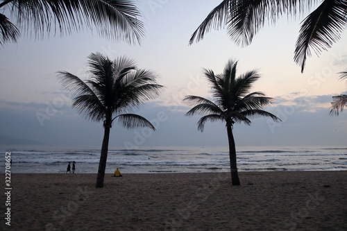 "MY Khe" beach scenery with palm trees in Danang, Vietnam