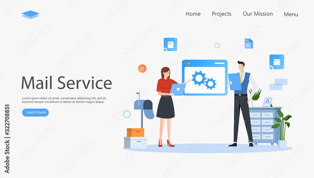 Mail Service and Correspondence Delivery Vector Illustration Concept , Suitable for web landing page, ui, mobile app, editorial design, flyer, banner, and other related occasion