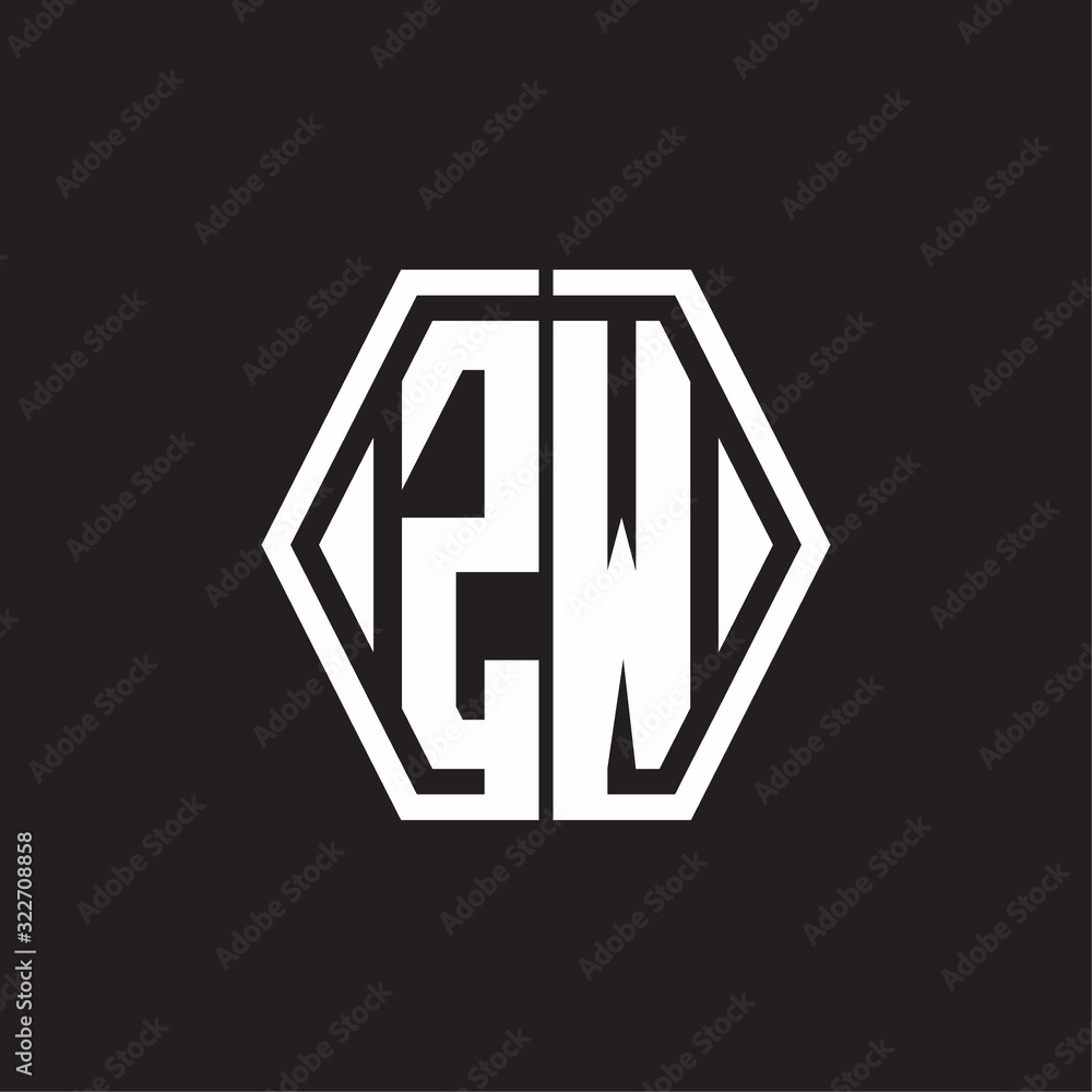 ZW Logo monogram with hexagon line rounded design template ZW Logo monogram with hexagon line rounded design template