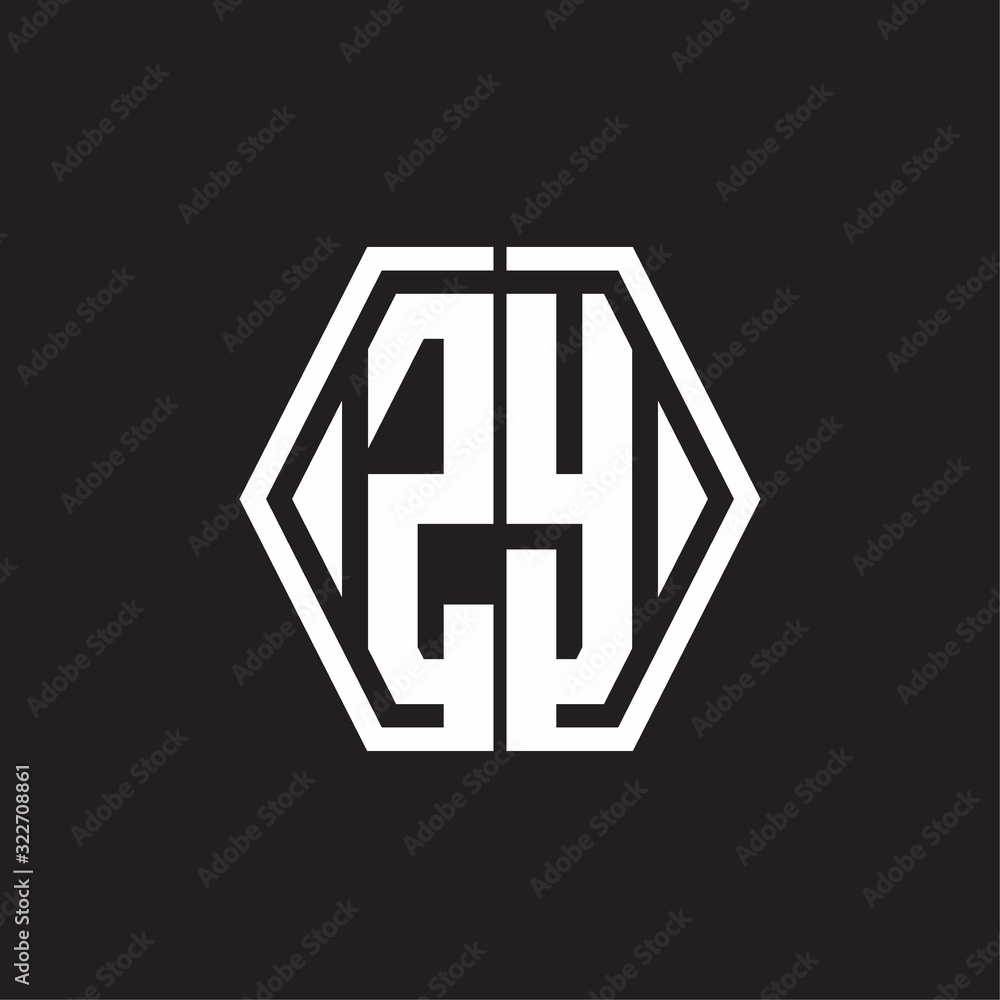 ZY Logo monogram with hexagon line rounded design template ZY Logo monogram with hexagon line rounded design template