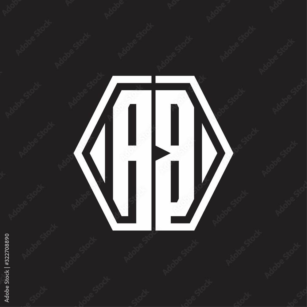 AB Logo monogram with hexagon line rounded design template AB Logo monogram with hexagon line rounded design template