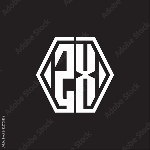 ZX Logo monogram with hexagon line rounded design template